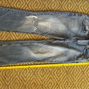 Pilcro Blue Ankle Cropped Distressed Jeans